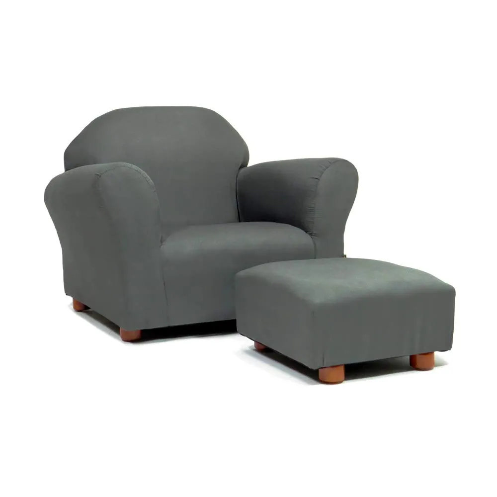 Roundy Kids Chair with Ottoman, Microsuede Upholstered, Ergonomic & Comfortable Design, Sturdy Wooden Frame, Ideal for Boys & Girls Ages 2-5, Easy to Clean, Perfect for Bedrooms, Playrooms & Daycares