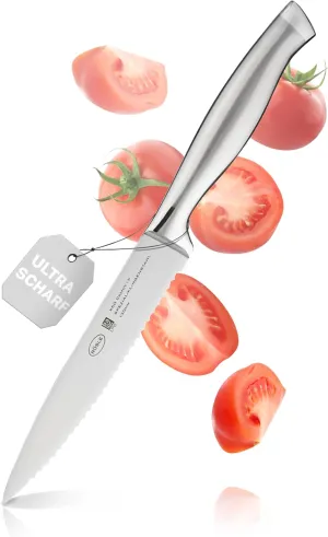 Rösle Basics Line Stainless Steel Serrated Universal Kitchen Knife, 5-inch Blande
