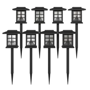 Rynx | Flash Furniture Halsey Lantern Style Led Solar Lights - All-Weather Black Outdoor Solar Powered Lights - Landscape Lighting For Pathway, Garden, & Yard, 4X4X16, 8 Pack