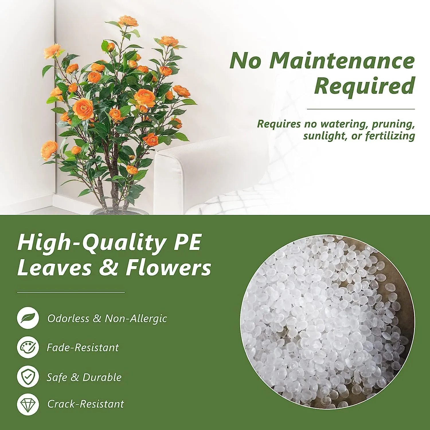 SAFEPLUS 2 Pack 40 inches Artificial Camellia Tree with Fake Flowers for Indoor Outdoor Décor