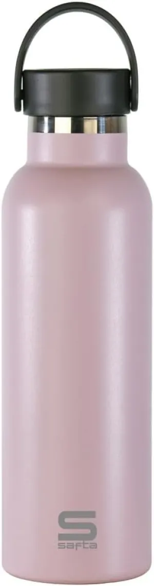 Safta Rosa Empolvado - Thermos Flask, Water Bottle, Stainless Steel, Double Insulated, 12 Hours Hot Drink and 24 Hours Cold Drinks, 7.3 x 25 cm, 600 ml, Powder Pink, M, Casual