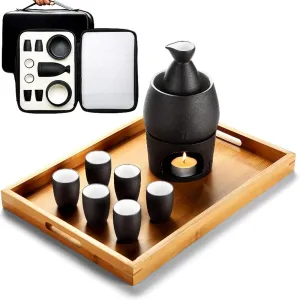 Sake Cup Set,Japanese Sake Cup,Japanese with Storage Bag 9 Pieces with Tray Traditional Porcelain Pottery Ceramic Cups Crafts Wine Glasses,10 Pieces of B