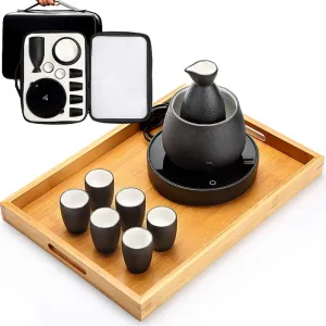 Sake Cup Set,Japanese Sake Cup,Japanese with Storage Bag 9 Pieces with Tray Traditional Porcelain Pottery Ceramic Cups Crafts Wine Glasses,10 Pieces