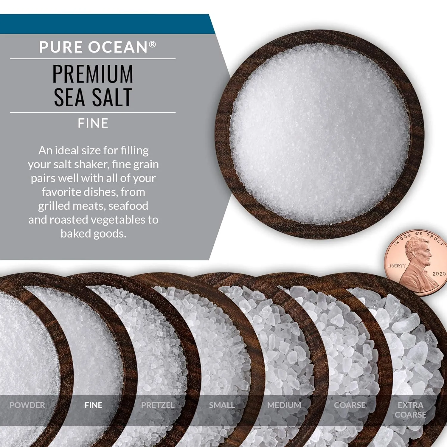 SaltWorks Pure Ocean Sea Salt, Fine Grain, 5 Pound Bag