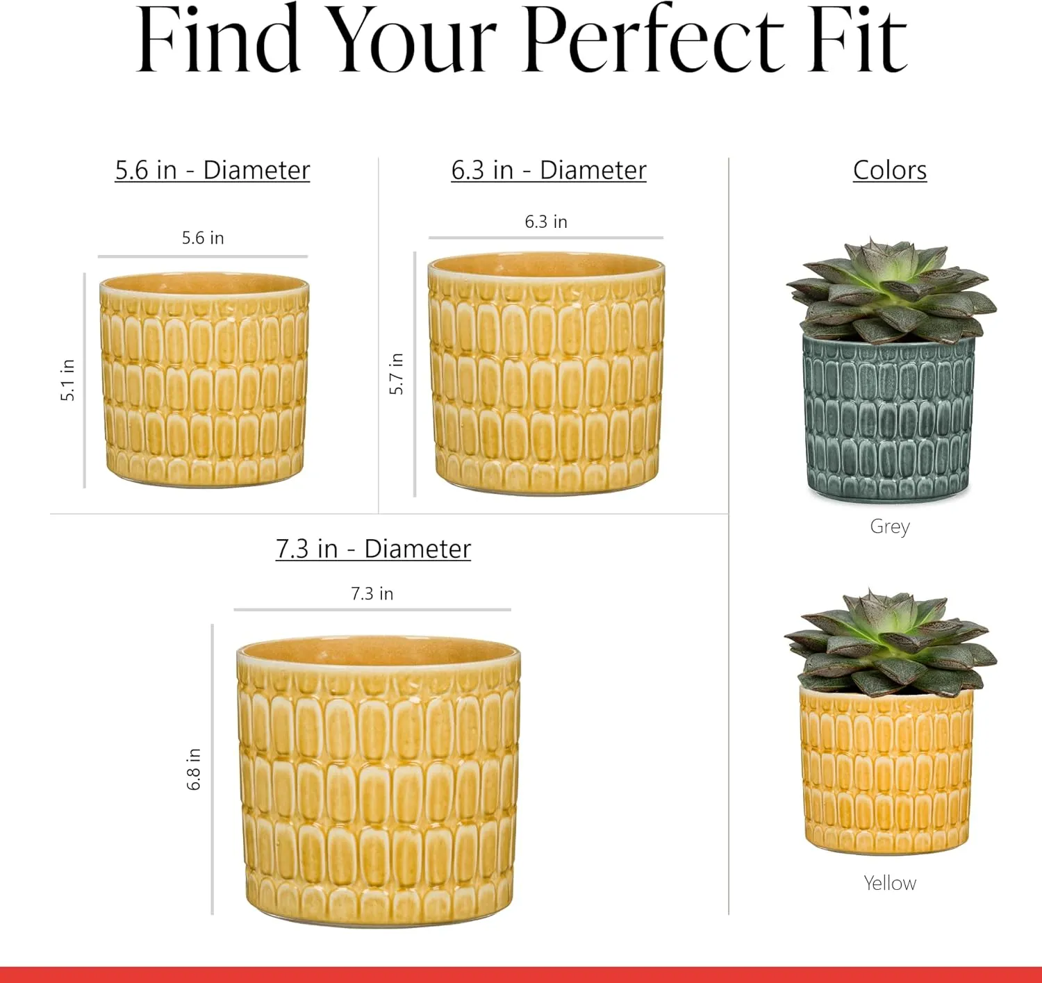 Scheurich Set of 2 Lagom Alma Ceramic Plant Pots - 6.3" Modern Planters for Indoor Plants - Elegant Relief Texture UV-Resistant & Waterproof - Decorative Scandinavian Design - Made in Germany - 1 gl