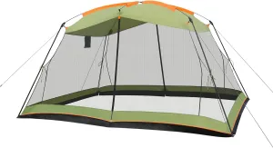 Screen House 13x9 FT 4 Mesh Walls Canopy Tent Camping Gazebo Shelter for 6-8 People Outdoor Party Activities, Green
