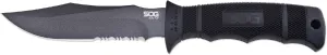 Seal Pup Fixed Blade Knife, 4.75" Partially Serrated Black Powdercoat Blade, Nylon Sheath,Clam, Clam