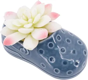 Segreto Creative Succulent Plant Pots Slippers Shoes Pattern Flower Pots Ceramic Planter for Cactus Plants Container Bonsai Pots with Drainage Hole for Home Decor