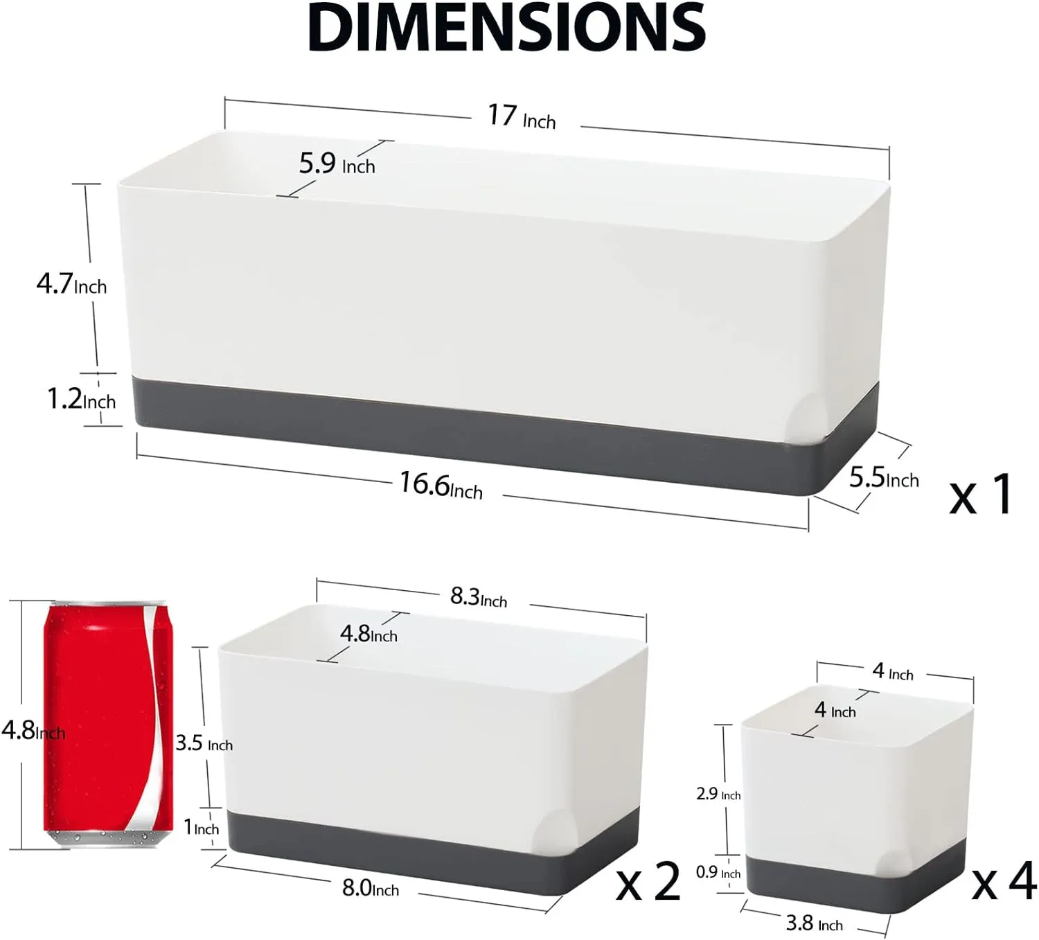 Self Watering Planters Pots for Indoor Plants, 7 Pack 4 8 17 Inch Plastic Window Boxes Planters Herb Planter, Rectangle Rectangular Planter Windowsill Planters with Drainage and Saucer