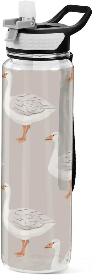 senya Sports Water Bottle Durable Water Bottle With Straw and Handle White Grey Gooses