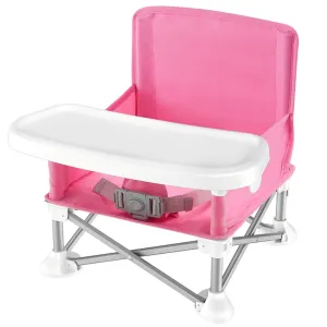 Serene Life Baby Seat Booster -Space Saver Toddler Booster Seat - Portable Pop and open Sit Folding Booster Feeding Chair - Safety Belt/Food Tray/Travel Bag - SereneLife