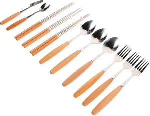 Set with Storage Bag for Camping Outdoor Dinnerware Reusable Silverware Picnic Cutlery Stainless Steel Fork Spoon Knife Compact Tool Bag