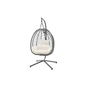 Shangri-La Mackenzie Outdoor Furniture Egg Chair (Black, Beige)