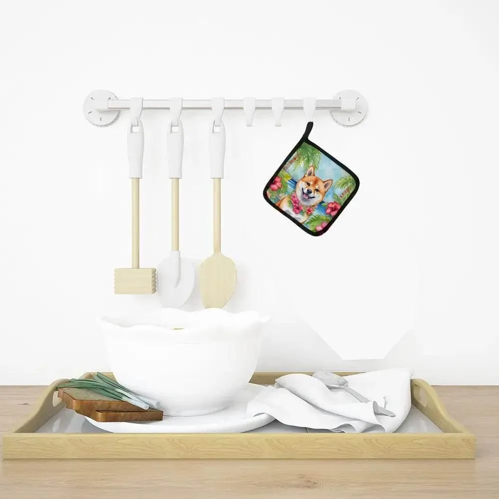 Shiba Inu Luau Heat Resistant Pot Holders Set