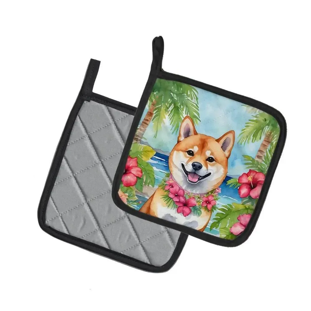 Shiba Inu Luau Heat Resistant Pot Holders Set