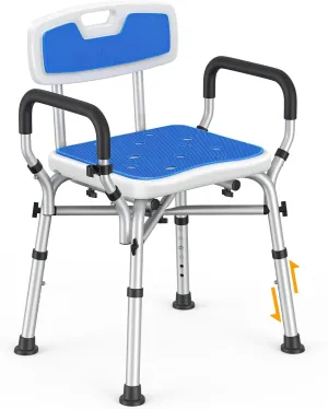 Shower Chair for Inside Shower with Padded Back&Armrests – FSA/HSA Eligible 550lbs Heavy Duty Bath Seat, Non-Slip Feet, 6-Height Adjustable Safety Shower Seat for Elderly and Disabled