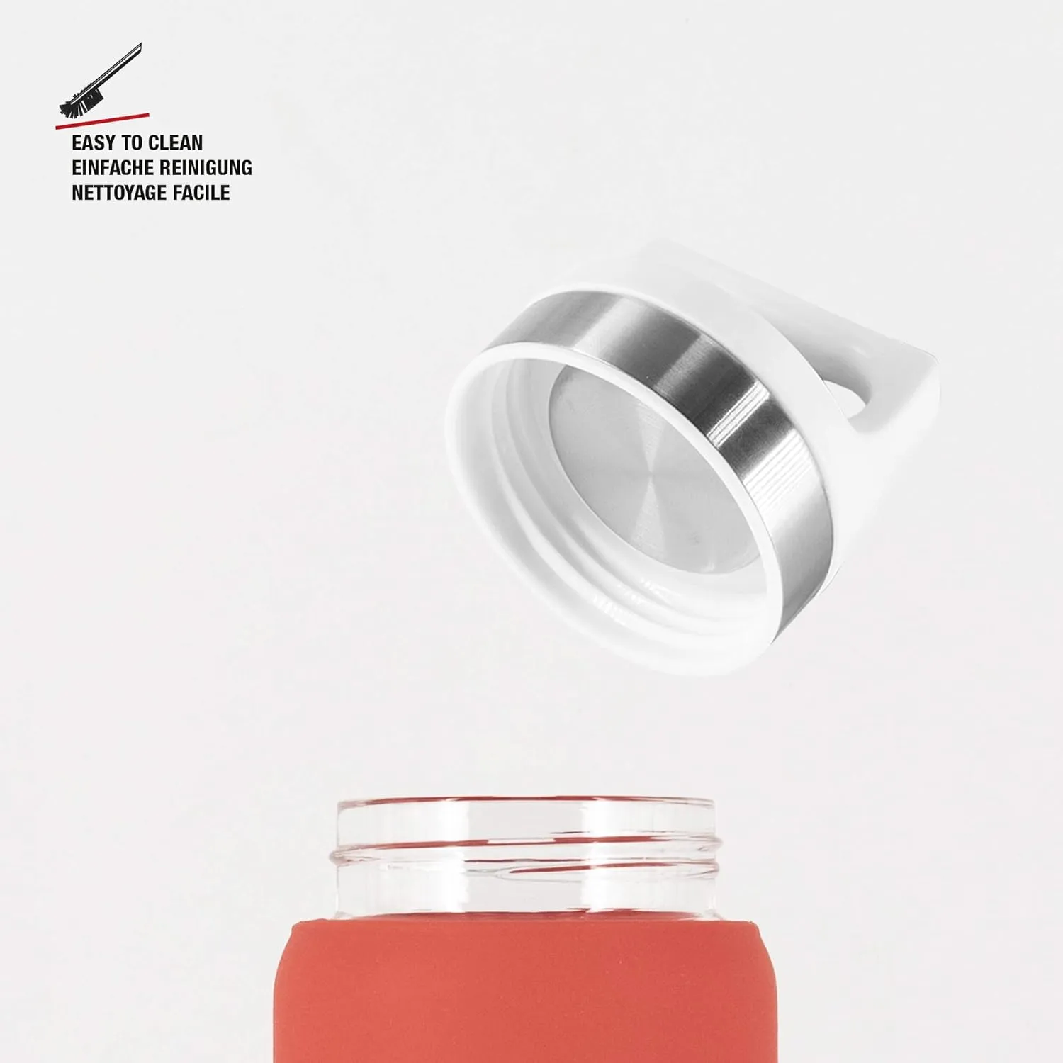 SIGG Dream Glass Water Bottle with Silicone, 0.65 Litre, Scarlet