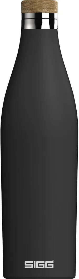 SIGG - Insulated Water Bottle - Meridian Black - Leakproof & Extra-Slim - BPA Free - Plastic Free - 18/8 Stainless Steel - Double Walled - Bamboo Screw Top - Black - 24 Oz