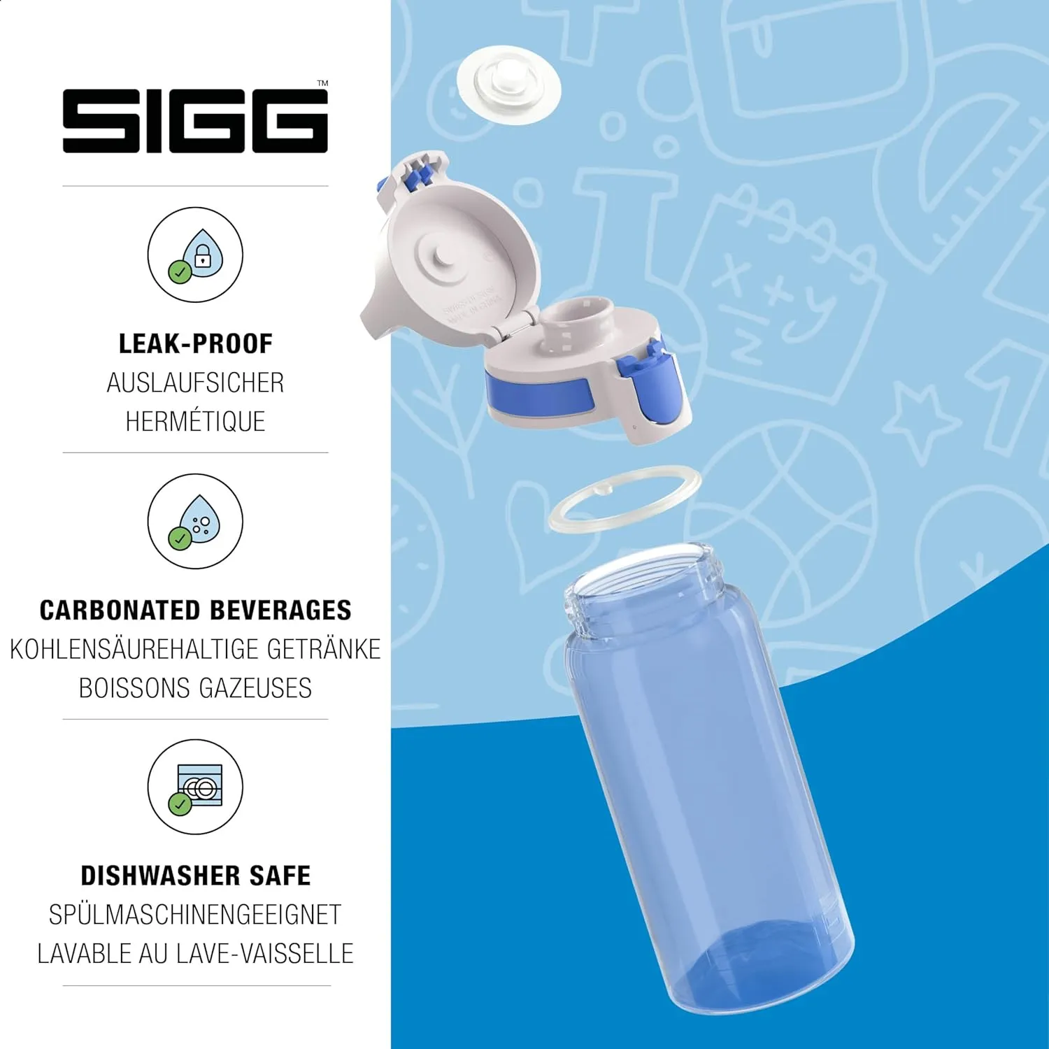 SIGG - Kids Water Bottle - VIVA ONE - Made in Germany - Dishwasher Safe - Carbonated Drinks - Sports & School - 17 Oz