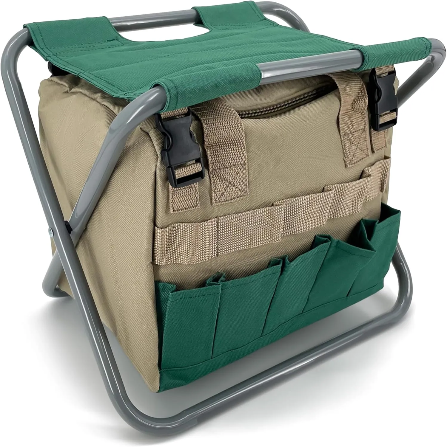 Silfrae Backpack Stool Foldable Fishing Chair Portable Backpack Chair Folding Camping Stool (Green)
