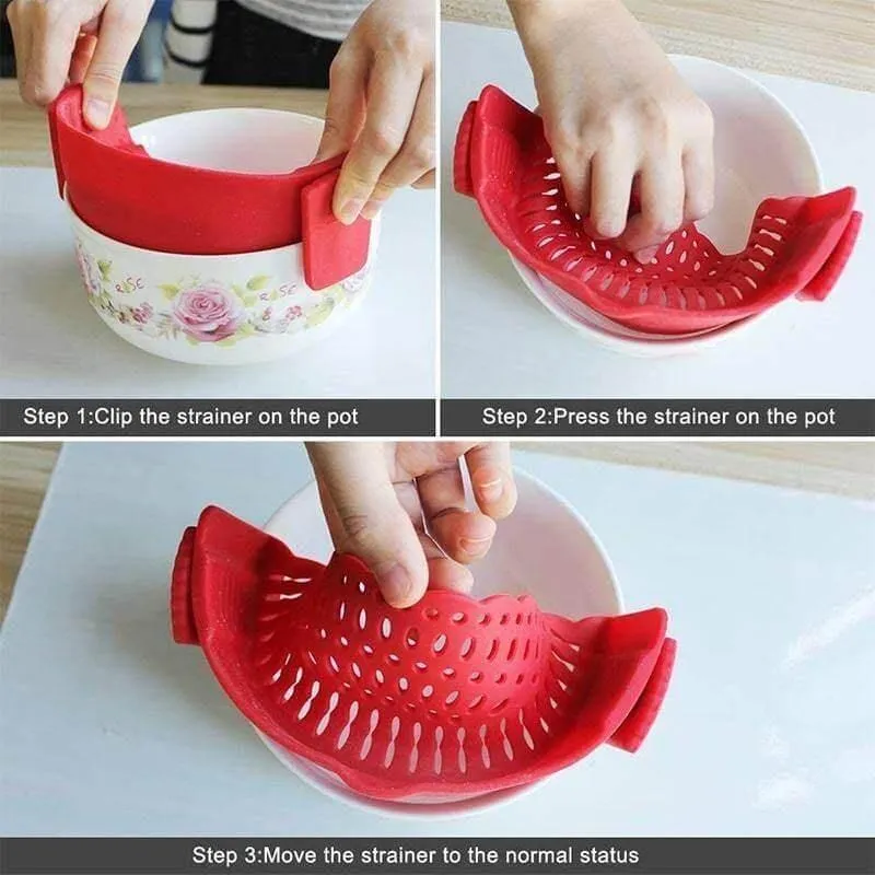 Silicone Heat-Resistant Pot Strainer - Kitchen Drainer Tool