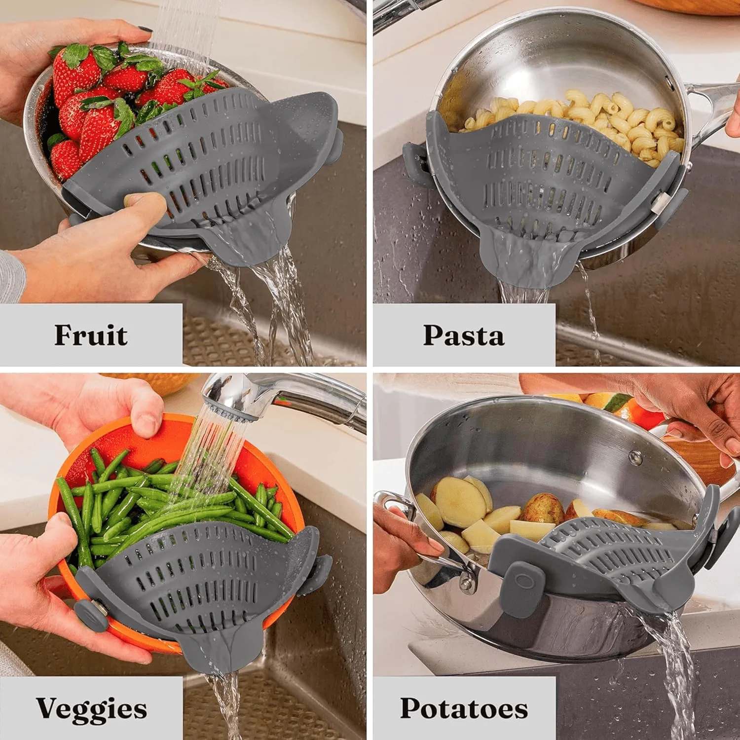 Silicone Heat-Resistant Pot Strainer - Kitchen Drainer Tool