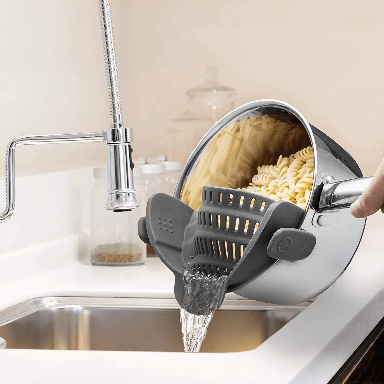 Silicone Heat-Resistant Pot Strainer - Kitchen Drainer Tool