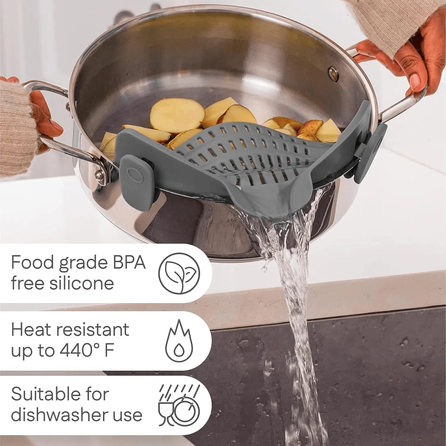 Silicone Heat-Resistant Pot Strainer - Kitchen Drainer Tool
