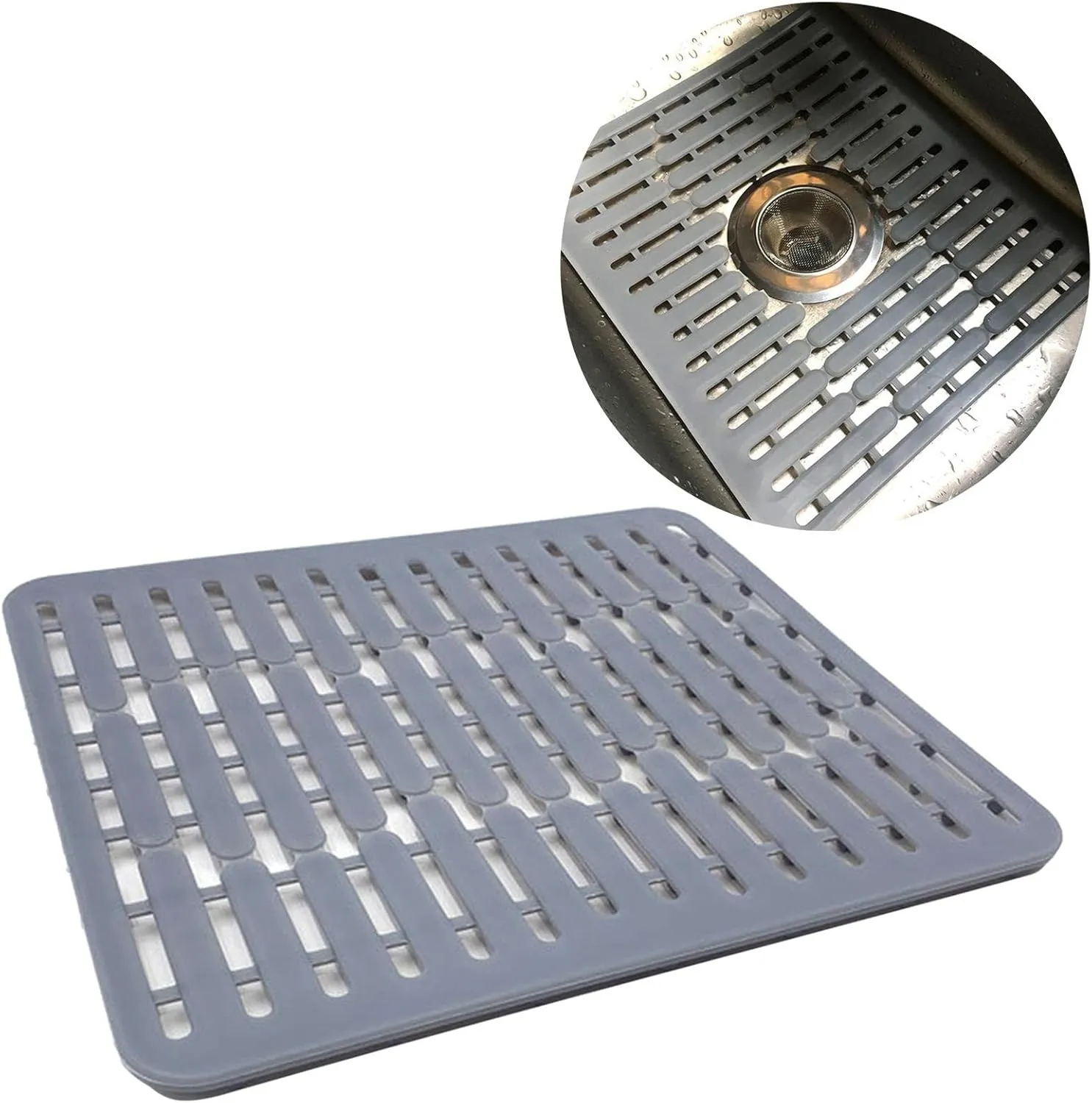 Silicone Sink Mat Drying Mat Sink Protector for Kitchen Hotel Basement, Non-Slip Flexible Heat Resistant Water Stain Prevention, Easy Clean, Fashionable Home Decoration