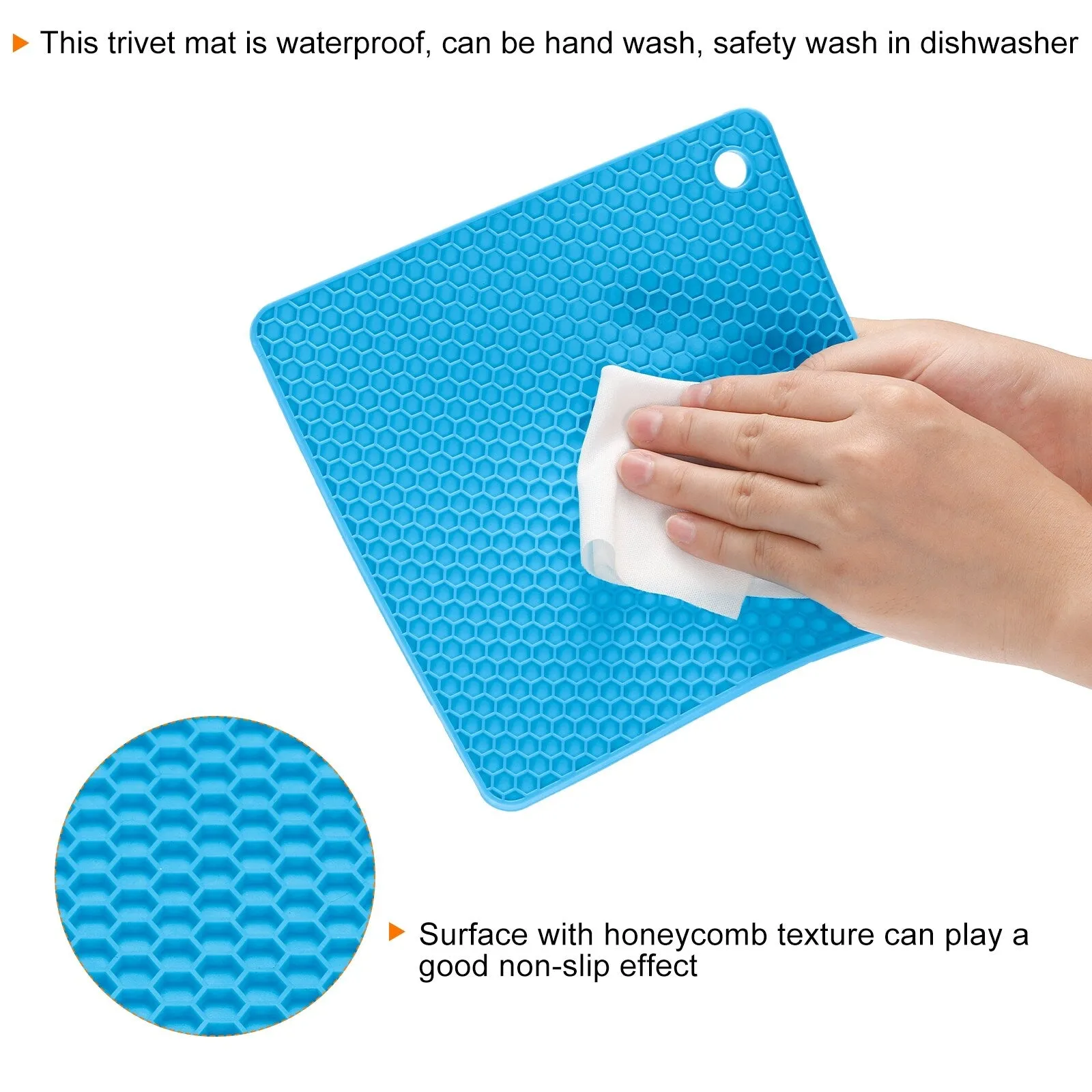 Silicone Trivet Mats 4pcs, Hot Pads Pot Holder for Countertop-Blue - Blue