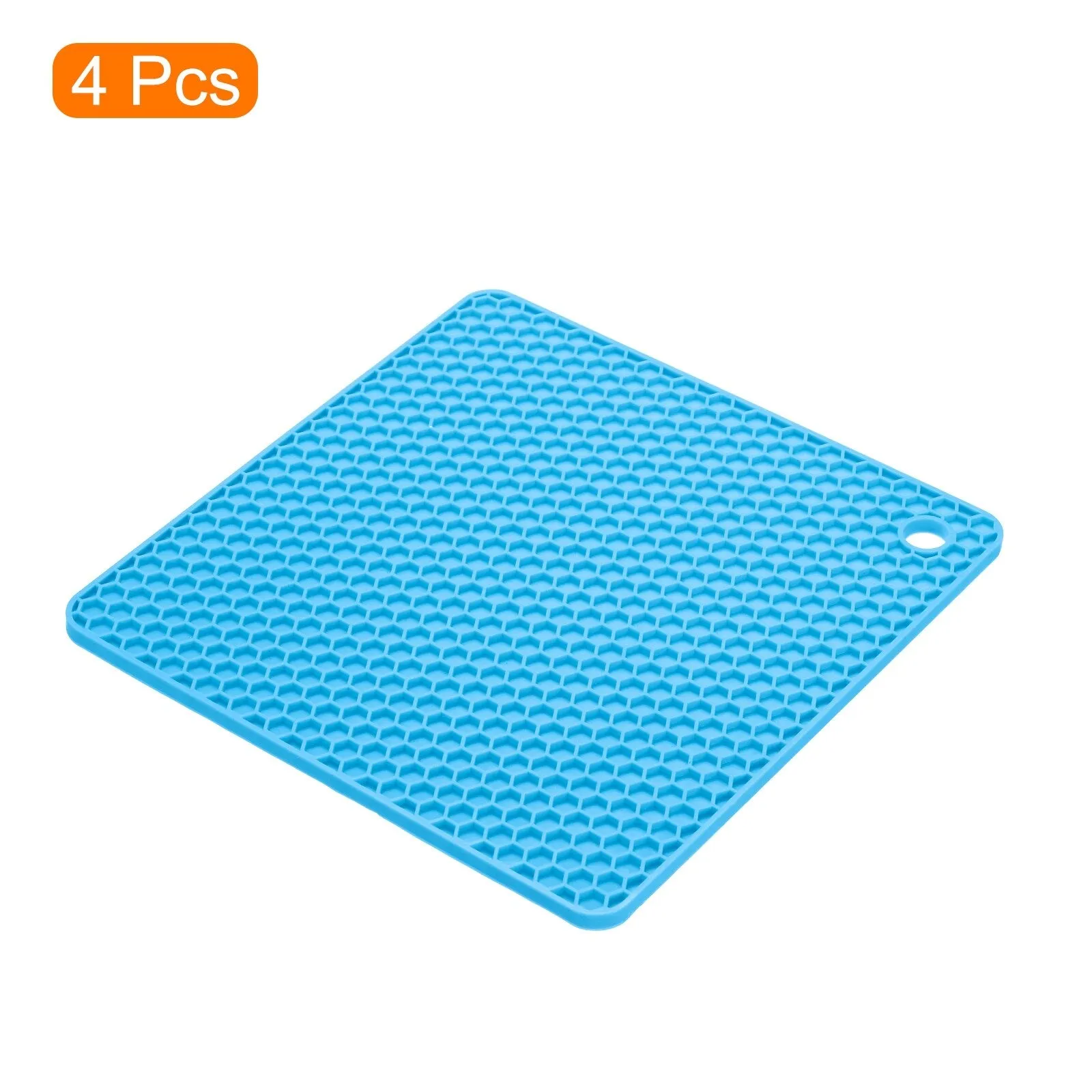 Silicone Trivet Mats 4pcs, Hot Pads Pot Holder for Countertop-Blue - Blue