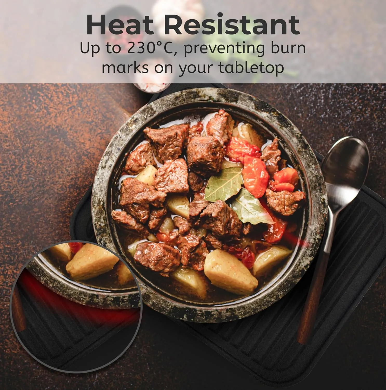Silicone Trivets for Hot Dishes, Pots, Pans (4 Pack) - Heat-Resistant Pot Holders for Kitchen Countertop Mats - Silicone Trivet Mat (9 x 12 Inch) - Multipurpose Counter Pads (Black)
