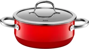 Silit Pot Ø 20 cm Approx. 2.4L Passion Red Pouring Rim Made in Germany Hollow Handles Glass Lid Silargan Functional Ceramic Suitable for Induction Hobs Dishwasher-Safe