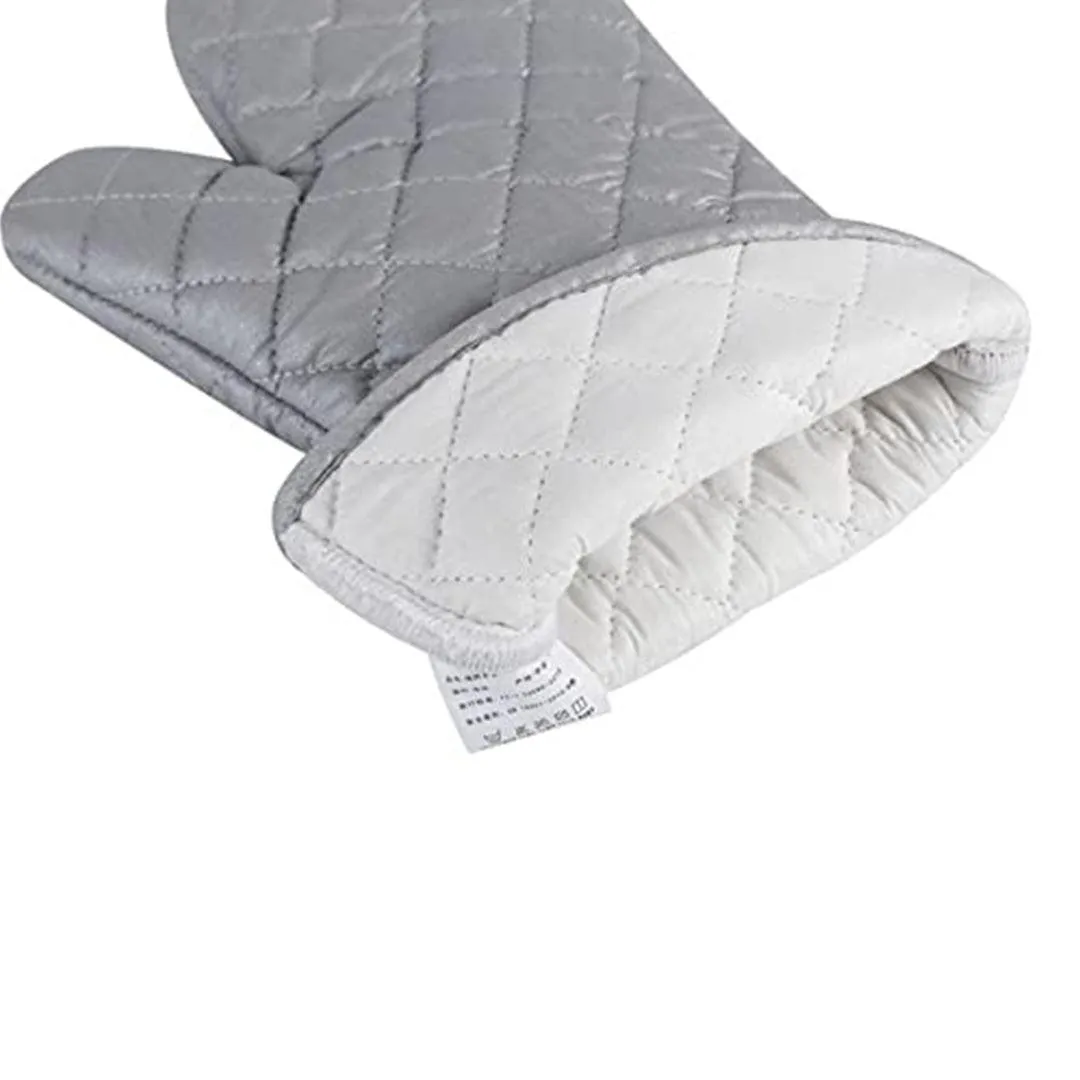 Silver Coated Cotton Fabric Heat Resistant Oven Gloves, Household Bakery Heat Resistant Microwave Oven Gloves