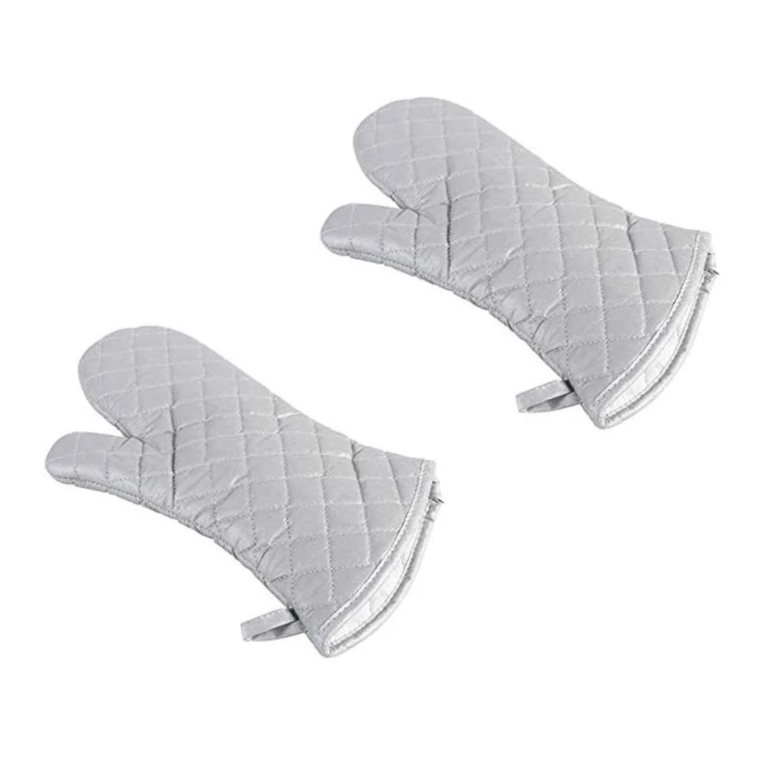 Silver Coated Cotton Fabric Heat Resistant Oven Gloves, Household Bakery Heat Resistant Microwave Oven Gloves