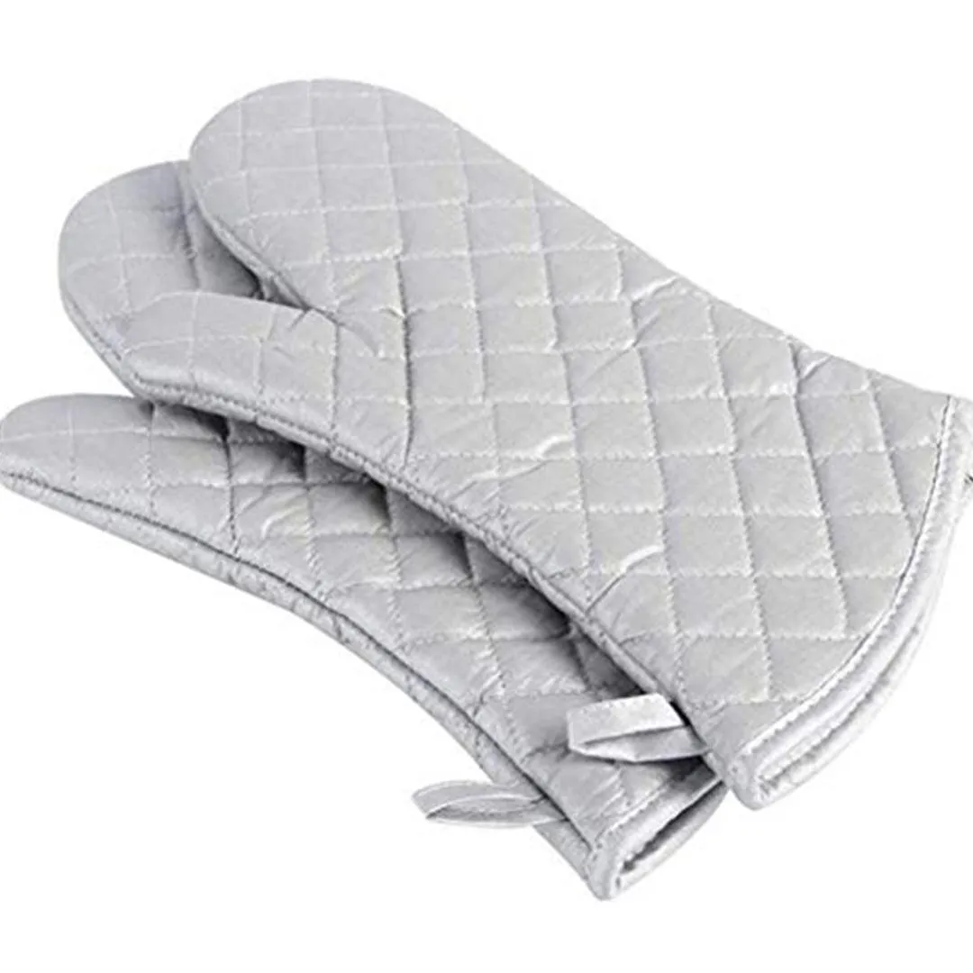 Silver Coated Cotton Fabric Heat Resistant Oven Gloves, Household Bakery Heat Resistant Microwave Oven Gloves