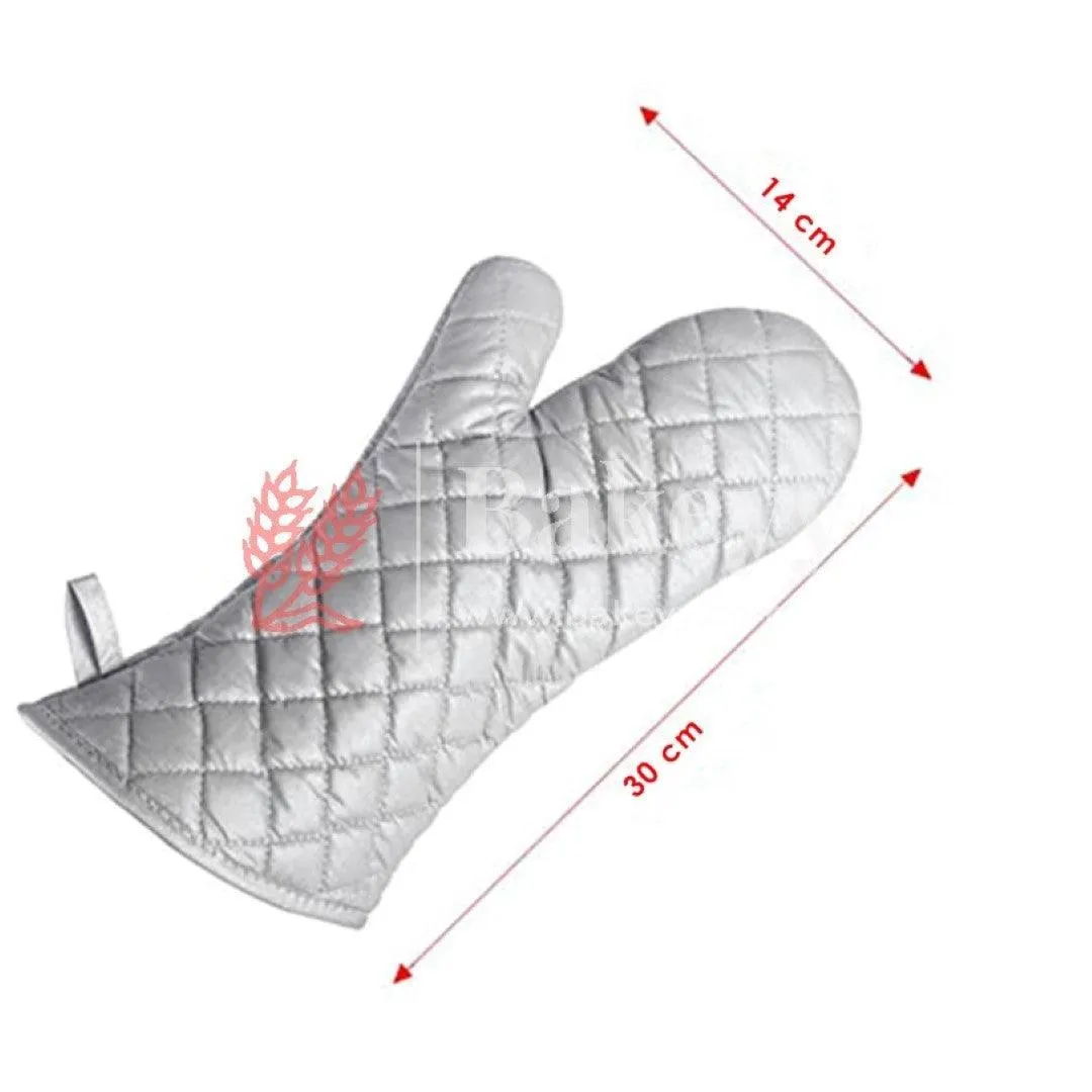 Silver Coated Cotton Fabric Heat Resistant Oven Gloves, Household Bakery Heat Resistant Microwave Oven Gloves