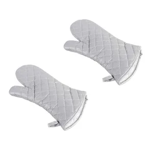Silver Coated Cotton Fabric Heat Resistant Oven Gloves, Household Bakery Heat Resistant Microwave Oven Gloves