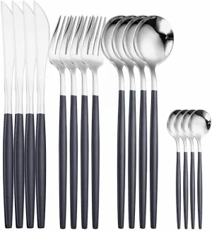 Silverware Set, 16 Pieces Mirror Tableware Stainless Steel Cutlery Set Dinnerware Kitchen Set Spoon Fork Knife Dinner Set Tableware Serves for 4 (Colo