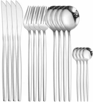 Silverware Set, 16 Pieces Mirror Tableware Stainless Steel Cutlery Set Dinnerware Kitchen Set Spoon Fork Knife Dinner Set Tableware Serves for 4 (Colo