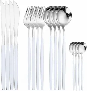 Silverware Set, 16 Pieces Mirror Tableware Stainless Steel Cutlery Set Dinnerware Kitchen Set Spoon Fork Knife Dinner Set Tableware Serves for 4 (Colo