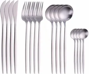 Silverware Set, 16PCS Matte Tableware Spoon Fork Knife Cutlery Set Stainless Steel Dinnerware Set Dinner Set Home Eco Friendly Flatware Serves for 4 (