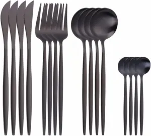 Silverware Set, 16PCS Matte Tableware Spoon Fork Knife Cutlery Set Stainless Steel Dinnerware Set Dinner Set Home Eco Friendly Flatware Serves for 4 (