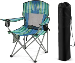 Simple Deluxe Outdoor Foldable Camping Chair, with 300lbs Capacity and Sturdy Material, Foldable Camping Chair with Cup Holder and Carrying Bag, Suitable for Camping, Parks and Fishing Multi-Color