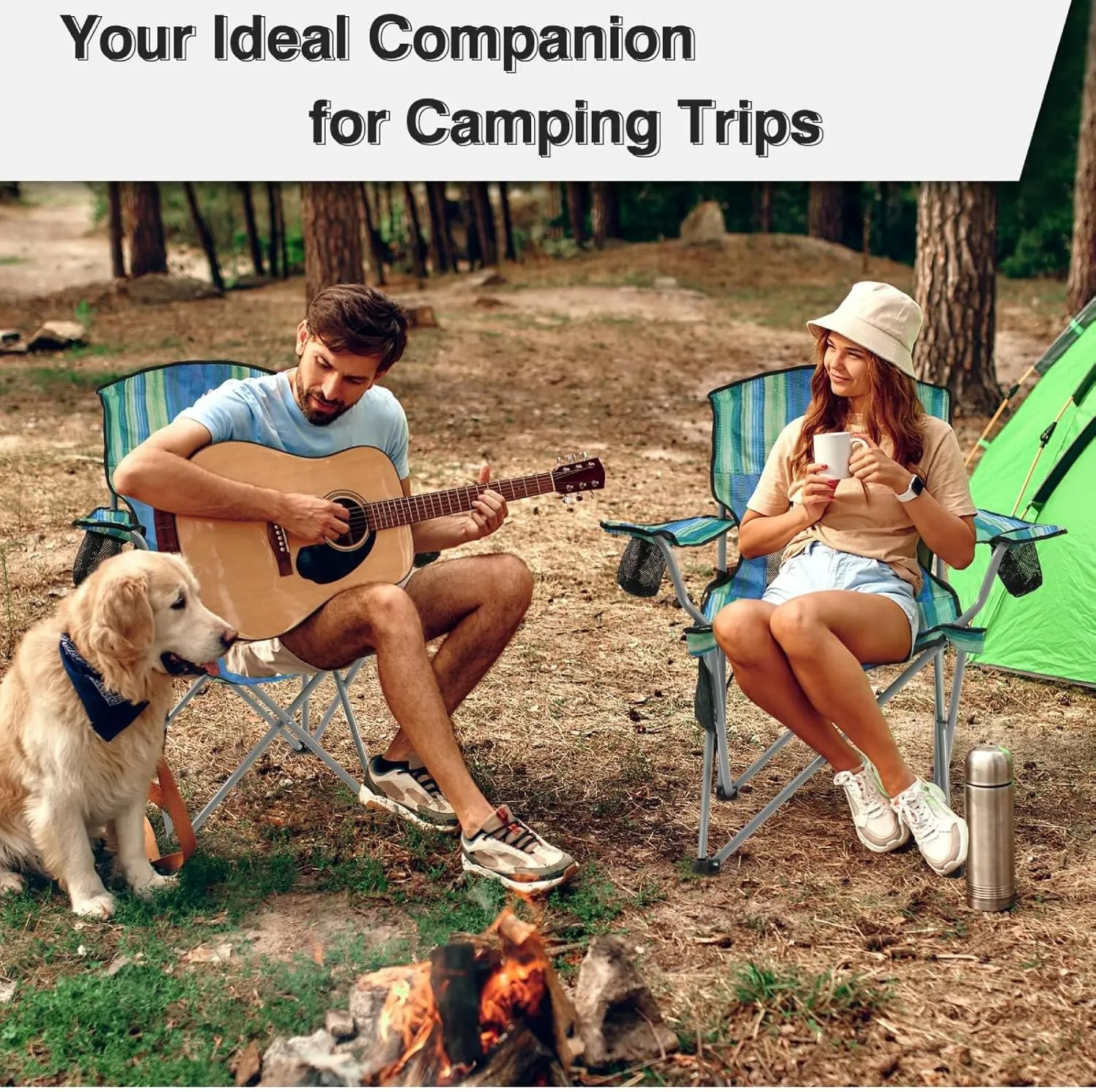 Simple Deluxe Outdoor Foldable Camping Chair, with 300lbs Capacity and Sturdy Material, Foldable Camping Chair with Cup Holder and Carrying Bag, Suitable for Camping, Parks and Fishing Multi-Color