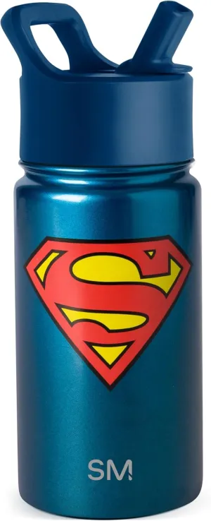 Simple Modern DC Comics Superman Kids Water Bottle with Straw Lid | Reusable Insulated Stainless Steel Cup for Toddlers, School | Summit Collection | 14oz, Superman