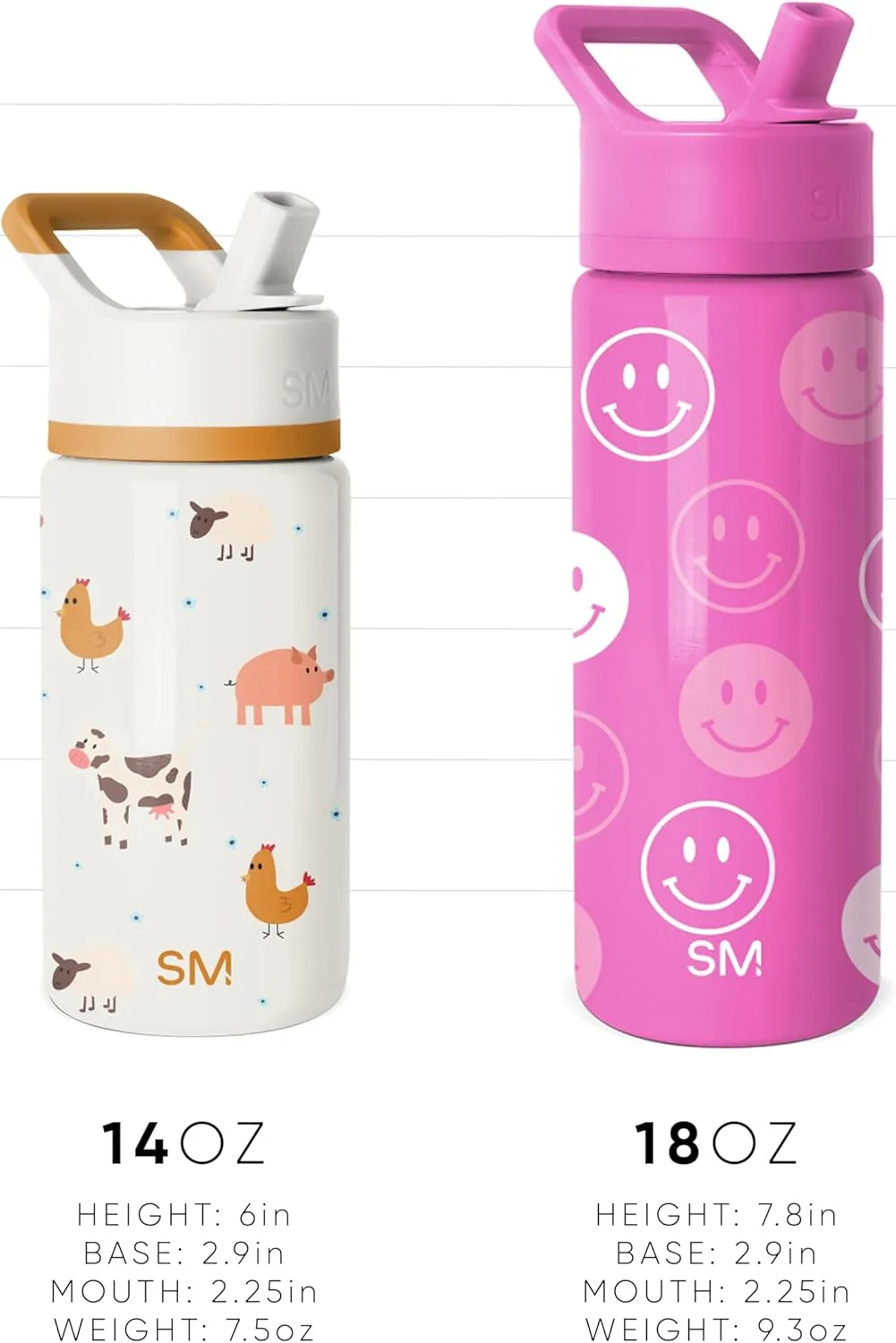 Simple Modern Kids Summit Water Bottle with Straw Lid | 14oz Stainless Steel Cup Insulated Tumbler for Toddlers, School | Dinosaur Roar