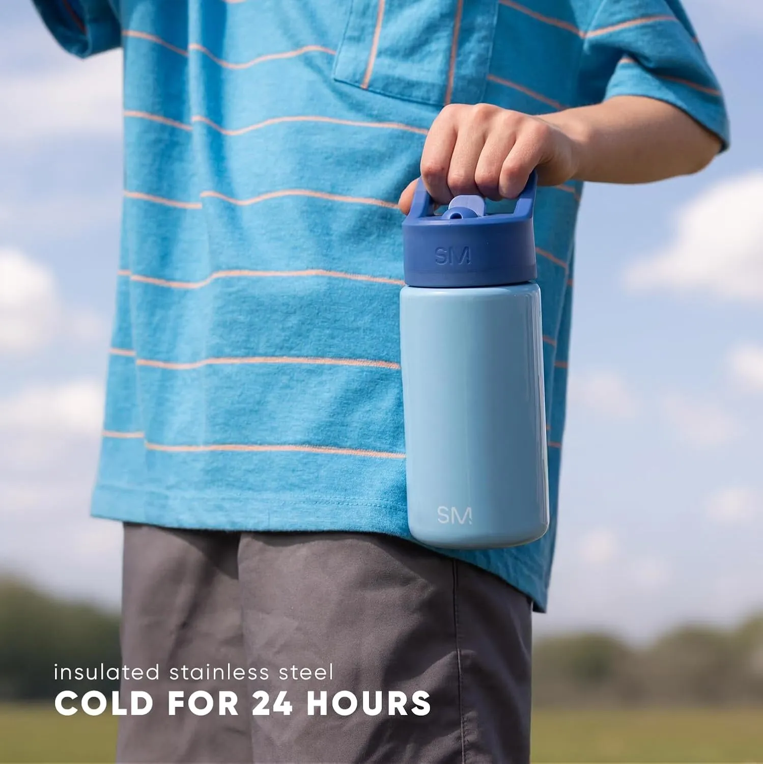 Simple Modern Kids Summit Water Bottle with Straw Lid | 14oz Stainless Steel Cup Insulated Tumbler for Toddlers, School | Dinosaur Roar