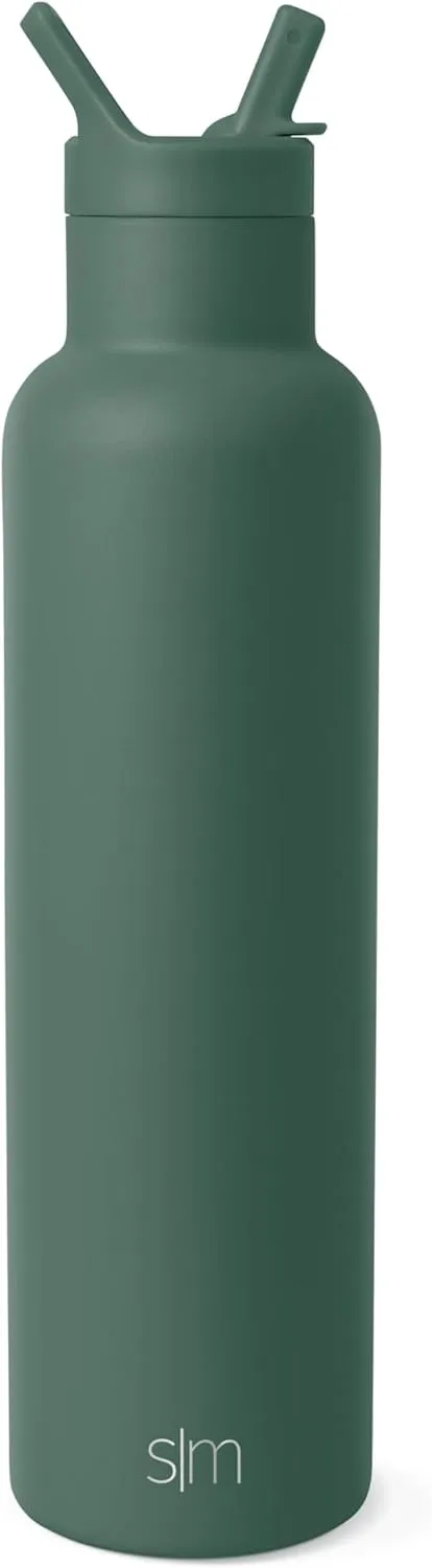 Simple Modern Water Bottle with Narrow Mouth Straw Lid Metal Thermos Vacuum Insulated Stainless Steel l Reusable Leak Proof BPA-Free Flask | Ascent Collection | 24oz, Forest