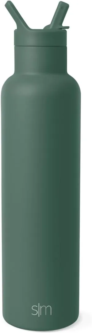 Simple Modern Water Bottle with Narrow Mouth Straw Lid Metal Thermos Vacuum Insulated Stainless Steel l Reusable Leak Proof BPA-Free Flask | Ascent Collection | 24oz, Forest